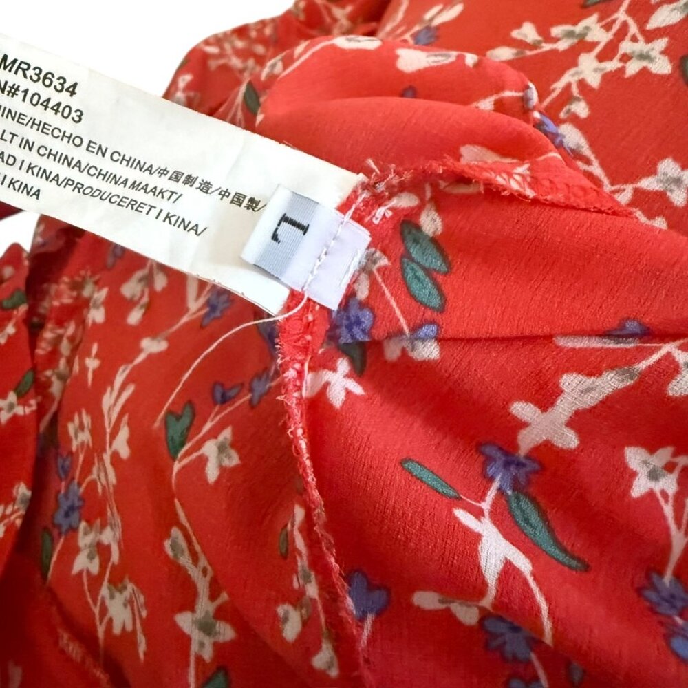 Caren forbes red floral romantic ruffle L Tank top - Picture 12 of 12